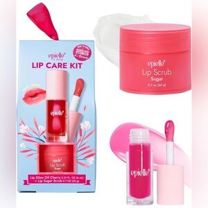 K-Beauty Epielle Lip Glow Oil Lip Sugar Scrub Cherry Lip Kit